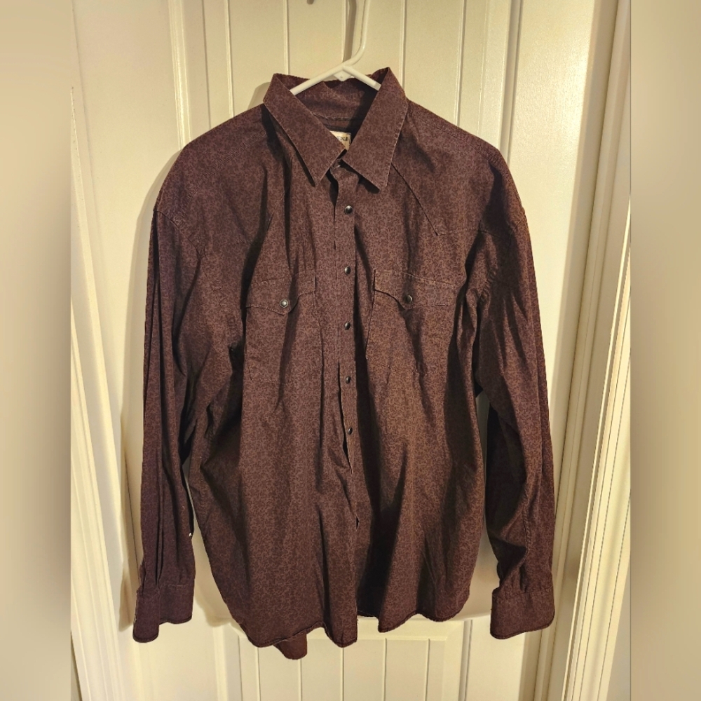 Panhandle Rough Stock Men's Brown Long Sleeve Shirt  Size: XL
